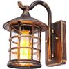 COCOL Lampada Da Parete Rustica Rustica Esterno Impermeabile Lucida Retrò Corridoio Balcone Ferro Luce LED Antica Applique Stile Cortile Esterno Lampadina E27 Paralume in Vetro Luci Marroni Vintage, E