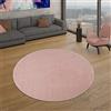 TT Home Tappeto Salotto Moderno, Camera da Letto, Pelo Corto, Lavabile, Monocolore Pastello, Facile da Pulire, Colore: Rosa, Dimensione:120 cm tondo