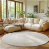 SIMPEX Tappeto Rotondo Avorio 200 cm Tappeto Lavabile a Pelo Corto, Rotondo, Antiscivolo e Morbido, Design Monocromatico Moderno per Soggiorno, Camera da Letto, Cucina e Corridoio