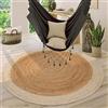 Paco Home Tappeto Salotto Rotondo Iuta Motivo Boho Etnico Moderno Fatto A Mano Naturale, Dimensione:80 cm tondo, Colore:Ivoire