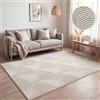 Paco Home Tappeto Soggiorno a pelo corto, moderno motivo geometrico astratto, effetto 3D, disegno arcobaleno e a quadri, lucido e lussuoso tono su tono, Colore:Crema - Arco, Dimensione:200x280 cm