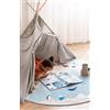 RugVista World map, Tappeto per bambini, Moderni Bambini, Ø 150 cm, Rotonda, Pelo corto, Cameretta, Lavabile in lavatrice, Senza sostanze chimiche pericolose, Chiaro Blu/Beige