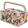 Whyzsjnclg Cesto da cucito, cesto da cucito extra large, floreale vintage per forniture, organizzatore fatto a mano per aghi, filo e altro, Extra