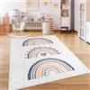 Paco Home Tappeto Bambini Cameretta Bambina Ragezzi Antiscivolo Arcobaleno Cuore Polkadot, Dimensione:200x280 cm, Colore:Multicolore 2