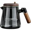 Generic Teiera in vetro trasparente da 650 ml, teiera da cucina con manico in legno, bollitore da caffè (stile 1 grigio)