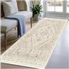 BORKOY Tappeto Runner Lungo 3 Metro Vintage Crema Antiscivolo Lavabile Passatoia Cucina e Corridoio Tappeti Morbidi per Ingresso Camera da Letto Lavanderia Soggiorno Pelo Corto 50x300cm
