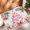 GDJSMIN Zerbino Natalizio Da Esterno, Tappeto Modello Albero Natale Fiocco Rosa, Tappeto Zerbino Antiscivolo Per Porta D'Ingresso Interna, Cucina, Vivaio, Soggiorno,50 X 80 cm,Rosa