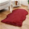 Tomifine Faux Tappetto di Pelle di Pecora Tappeti, Imitazione Lana Tappeti Salotto Moderni Shaggy Decorativo In Lana Scendiletto Lungo Tappeto Per La Camera Da Letto (60 x 120 cm,Rosso Scuro)