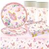 Danbghyuo Tema Farfalla Posate e Decorazioni per Festa di Compleanno - Set 41 Pezzi con Piatti Farfalla per 10 Ospiti