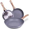 La Moustache - Set 3 Padelle di Alluminio Fuso con Dimensioni di 20/24/28 cm Antiaderente e Professionale, Tutte le Cucine, Induzione, Gas, Piano Cottura Elettrico e Vitroceramica (Quilmes)