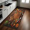 Generic Marrone Tappeto Runner 50 x 220 cm Spezie e un cucchiaio bianco Tappeto Cucina Antiscivolo Passatoia Antimacchia Multiuso Casa Corridoio