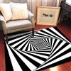 SRTJURFG Tappeti Quadrato Grandi Dimensioni Antiscivolo Lavable Tappeto Geometria asimmetrica nera Soggiorno Camera da Letto Computer Sedia Cuscino, 140 x 140 cm