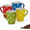 matches21 HOME & HOBBY Set di 4 tazze in blu, rosso, giallo e verde, bellissime tazze da caffè in ceramica da 250 ml, per cappuccino, caffè. Eccezionale tazza da caffè lavabile in lavastoviglie e adatta al microonde come