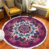 Tomifine Rotondo Tappeto con Nappe Mandala Motivo Tappeti Tessuto Bohémien per Soggiorno, Camera da letto, Lavabile (120 cm,Viola Scuro)