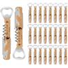Customaster 24 Pezzi Apribottiglie in Legno con Cavatappi - Bomboniere Matrimonio Originali per Ospiti in Naturale | Regali Personalizzati con Nome & Multifunzione