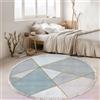 Tomifine Tappeto in Soggiorno Tessuto Tappeto con Nappe Stampa Geometrica Tappeti Rotondo Lavabile Antiscivolo Tappetino per Camera da Letto Balcone (150cm,Verde Grigio)