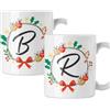Colorfamily Coppia di tazze Natale Tazza Natalizia PERSONALIZZABILE Iniziale Christmas Mug 11 Oz Idea Regalo