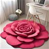 Vgpbphj Tappeto in peluche floreale e terra di diatomee, con vista 3D a forma di fiore diatomeo, tappeto antiscivolo con motivo realistico, adatto per camera da letto, cucina, bagno (rosa, 60 cm)