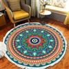 Tomifine Rotondo Tappeto con Nappe Mandala Motivo Tappeti Tessuto Bohémien per Soggiorno, Camera da letto, Lavabile (100 cm,Verde Arancio)