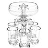 SKUDA 6 Shot Glass, Drink Dispenser with 6 Shot Glasses And Holder Set, Drinks Tipple Cocktail Beer Dispenser, Acrylic Touchless Shot Pourer for Beverage, Liquor, And Cocktai, Home Bar Accessories
