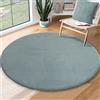 the carpet Relax Tappeto moderno a pelo corto, soggiorno, fondo antiscivolo, lavabile fino a 30 gradi, morbidissimo, aspetto pelliccia, Blu, 120 cm Rotondo