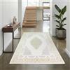 Teppich-Traum Tappeto Soggiorno a pelo corto Corridoio Ingresso runner 60x110 cm corto Orientale elegante Ornamenti Effetto lucido Mäander crema oro