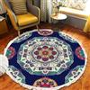 Tomifine Rotondo Tappeto con Nappe Mandala Motivo Tappeti Tessuto Bohémien per Soggiorno, Camera da letto, Lavabile (120 cm,Blu Scuro)