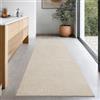 the carpet Relax Tappeto moderno a pelo corto, soggiorno, fondo antiscivolo, lavabile fino a 30 gradi, morbidissimo, aspetto pelliccia, Beige, 80 x 300 cm