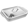 CIYODO Bistecchiera Acciaio Inox Rettangolare con Coperchio, Teglia per Arrostire in Acciaio Inossidabile, Previene Fuoriuscita Succhi per Cucina Casalinga
