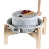 Yinian Domestico Mulino in Pietra,A Secco/A Umido Macinino,Mulino per Cereali,Spice Grinder Manual,Mulino Macinatore per Grano, Fagioli E Orzo (5.9inx9.4in) con Cornice in Legno(Size:24cm)