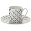 Hervit Set due tazzine caffè in porcellana blu/oro con piattino in porcellana Vlk Design 12x6 cm