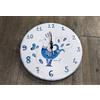 Generico Ceramica sarda orologio tondo tre misure da parete biscotto bianco Pavoncella Dipinta a mano azzurro (20 cm)