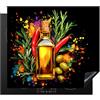 KitchenYeah© Copertura Tappetino Piano Induzione Cucina Coprifornelli | 60x52 cm - Protezione per Piano Induzione Olio d'oliva - Graffiti - Pepe - Olive - Moderno