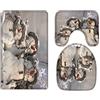 A.Monamour Set Tappeti Bagno 3 Pezzi Completo Simpatica Stampa Natalizia Con La Famiglia Di Pupazzo Di Neve Bianco Antiscivolo Morbidi Assorbente Lavabile Tappetini per Il Bagno WC Bidet