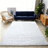 GOUER Tappeto Salotto Moderno Shaggy 160 x 250 cm Fondo Antiscivolo Tappeto Moderni Soggiorno Peloso Lavabili per Soggiorno, Camera da Letto, Interni Cameretta Dei Bambini, Bianco