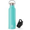 Numada - Bottiglia termica in acciaio inox 600ml Verde con due pareti sottovuoto e rivetti in ceramica, mantiene fresca 24H e calore 12H | Bocca lunga | Senza BPA | Include 2 spine (1 sport)