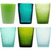 Memento Set 6 Bicchieri da Acqua in Vetro Colorato Fantasia Giada Cilindrica 310ml