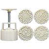 LEAMALLS 5 Pezzi Mooncake Stampa Formine per Biscotti Timbro Presse Muffin e Cupcake con Fiore Fai da Te Utensili da Forno Pasticceria Fondente Decorazione
