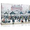 Panther Print L.S Lowry Collection Pittura Stampa su tela Wall Art Picture Home Decor, Scena di mercato, Città del Nord, 76x51 cm (30x20in)