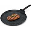 NAMAI Piastra Cucina, Padella Antiaderente, Rivestimento in Pietra 7 Strati Ultra Resistente, Alluminio Pressofuso, Manico Antiscottatura, Nera (32 CM Induzione)
