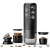 10ELED Macchina da Caffè Espresso Portatile da Viaggio, Nera, 17 Bar, Compatibile con Nespresso Capsule e Caffè Macinato, Ricarica USB-C
