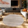 TT Home Tappeto Soggiorno Moderno a Pelo Corto - Morbido e Antiscivolo, Lavabile, per Camera da Letto, in Finta Pelliccia, Colore:Beige, Dimensione:120 cm tondo