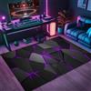 PEIHUODAN Tappeto Camera Da Letto Ragazzo Bambini, Gaming Pavimento Antiscivolo, Zone Game 3D, Stampa geometrica in stile neon, Decorative Accessori Stanza, Adatto Per Scrivania E Sedia (Colore 10,100x150cm)