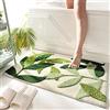 LNXSESN Tappeto Bagno Foglie Verde Senape Tappetino Bagno Microfibra Tappeti Bagno Assorbente Asciugatura Rapida Tappeto Bagno Antiscivolo Tappetini Bagno Lavabile Tappeto Doccia 50x80cm