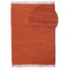 carpetfine Tappeto a tessitura Kilim Chindi Uni arancione 160x230 cm, tessuto a mano | Tappeto moderno reversibile in cotone per soggiorno e camera da letto con frange