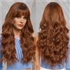 EMMOR EEMMOR Ombre Parrucche Marrone Rossastro per le Donne Parrucche Lunghe Curly con Resistenza al Calore Pony