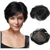 QRSTUVXZY Topper for capelli sintetici da 4,5 pollici for donne con capelli diradati - Taglio Pixie - 7x7 pollici 150 densità resistente al calore(Black)
