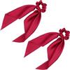 yuntop 2 elastici per capelli con fiocco annodato in raso, con coda, elastici per capelli, sciarpa elastica per coda di cavallo, per donne e ragazze (rosso)