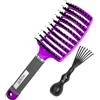 BellaLine Spazzola per capelli curvo anti-tiro, senza dolore, adatta per capelli bagnati e asciutti, leggera, impugnatura ergonomica, universale per tutti i tipi di capelli (viola)