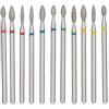 Tissting 11 Pezzi Punte Fresa Unghie, Kit di Punte per Lucidatura con Frese Rotanti Professionali per Rimozione Cuticole Diamantate, per Manicure Pedicure, Salone di Casa